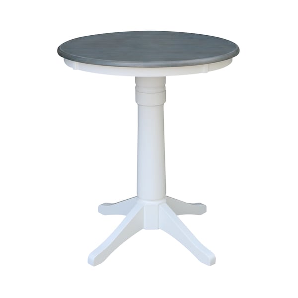 International Concepts Round 30 in Rd Top Ped Table, Counter Ht, White/Heather Gray, 30 W, 30 L, 35.9 in H, Wood K05-30RT-27B-6B - main